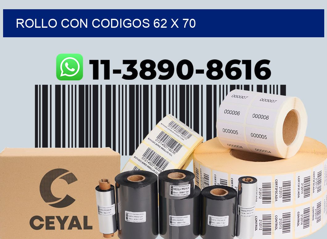 rollo con codigos 62 x 70