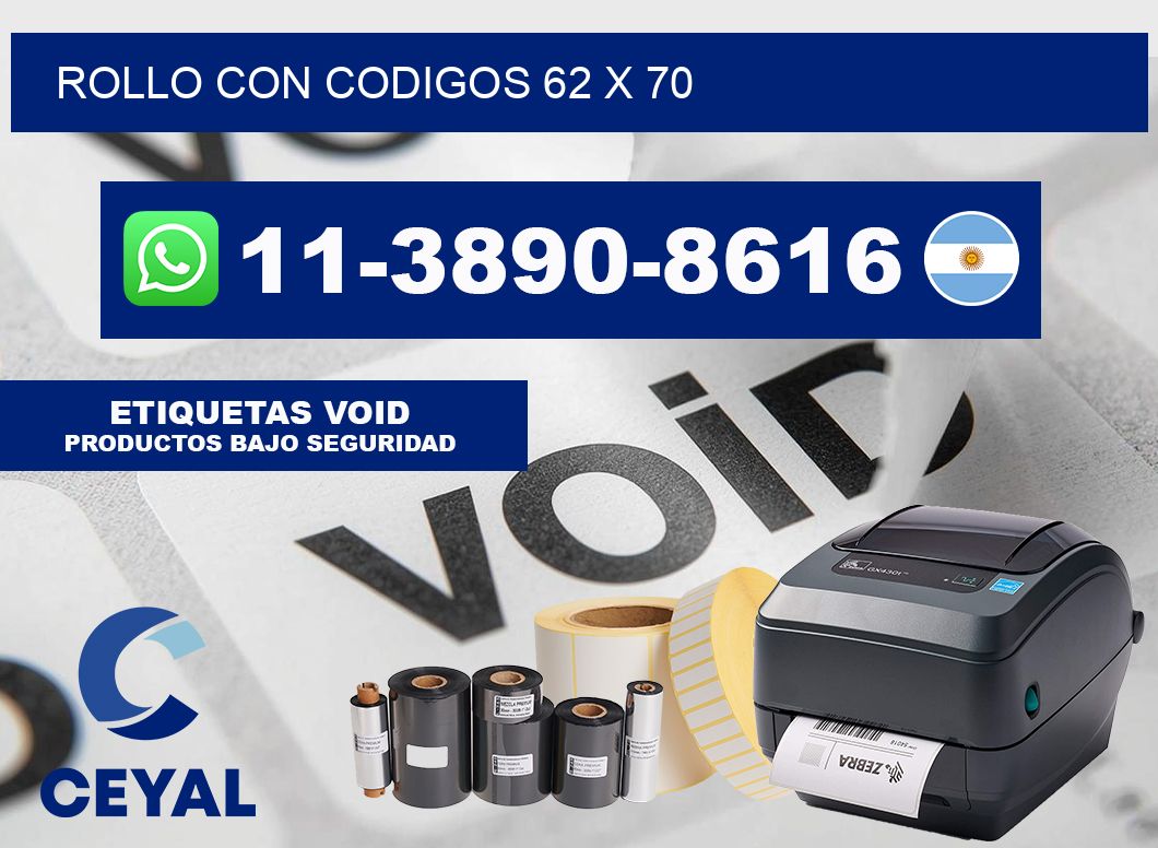 rollo con codigos 62 x 70