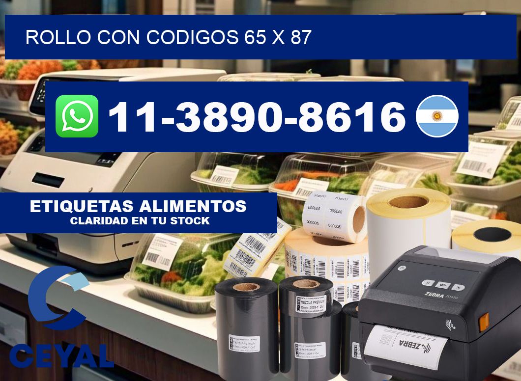 rollo con codigos 65 x 87