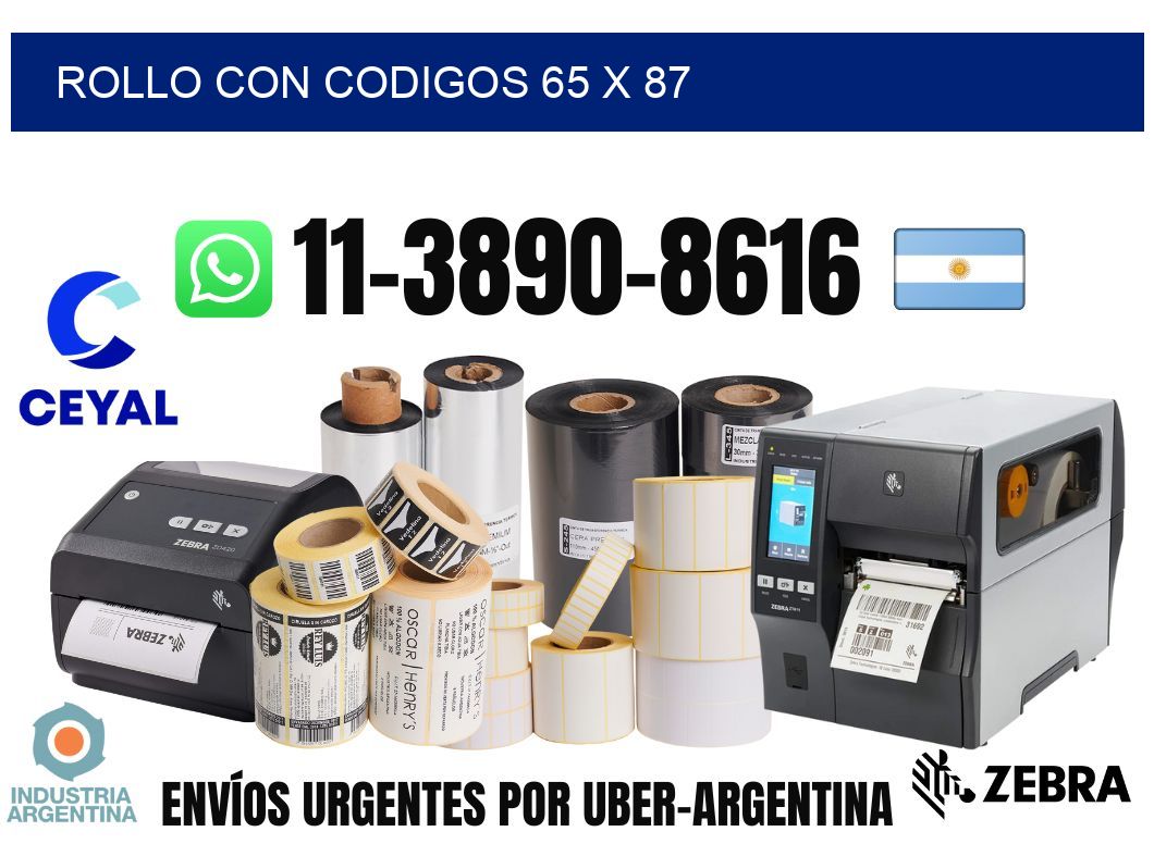 rollo con codigos 65 x 87