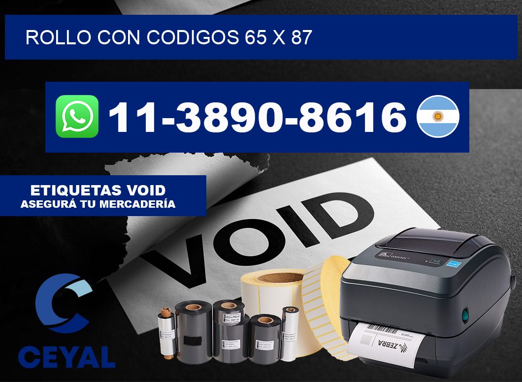 rollo con codigos 65 x 87