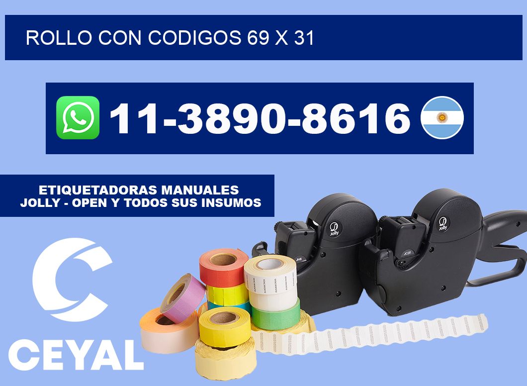 rollo con codigos 69 x 31