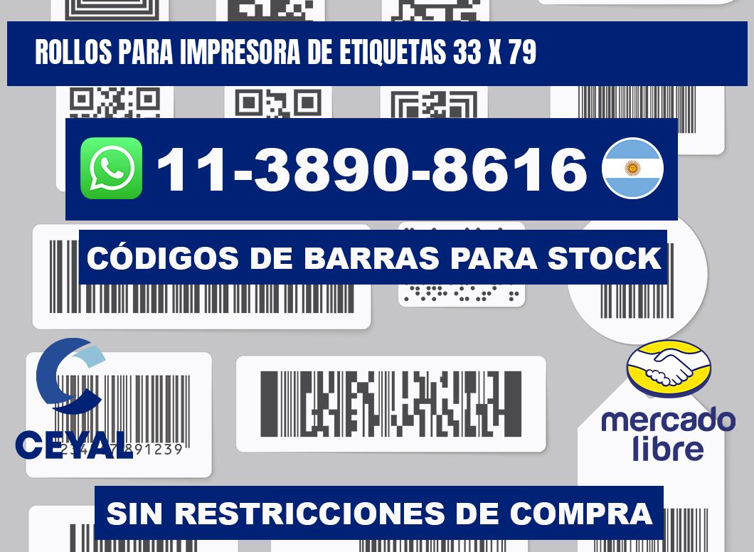 rollos para impresora de etiquetas 33 x 79