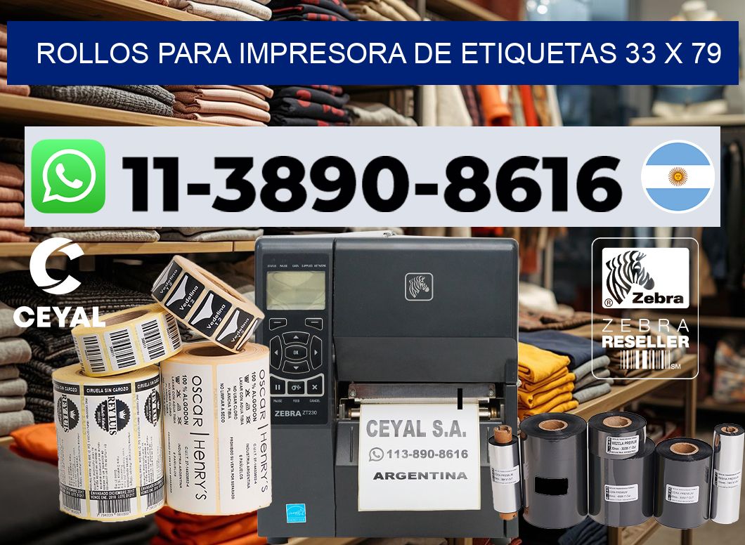 rollos para impresora de etiquetas 33 x 79