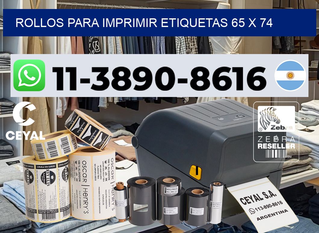 rollos para imprimir etiquetas 65 x 74