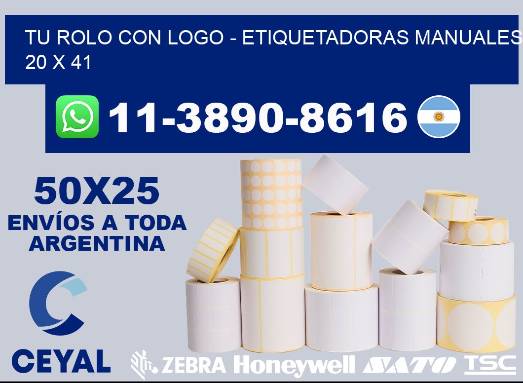 tu rolo con logo - Etiquetadoras Manuales  20 x 41