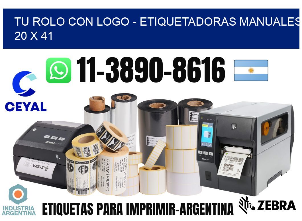 tu rolo con logo - Etiquetadoras Manuales  20 x 41
