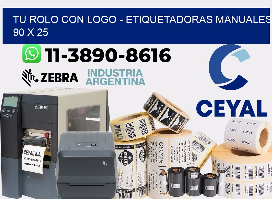 tu rolo con logo - Etiquetadoras Manuales 90 x 25