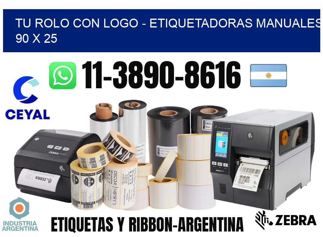tu rolo con logo – Etiquetadoras Manuales  90 x 25
