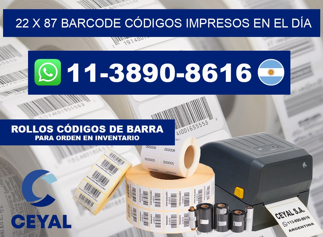 22 x 87 BARCODE CÓDIGOS IMPRESOS EN EL DÍA