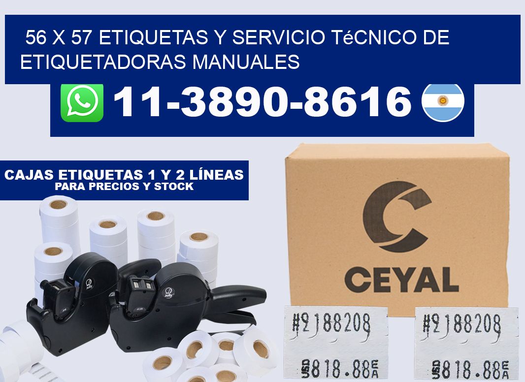 56 x 57 etiquetas y servicio técnico de etiquetadoras manuales