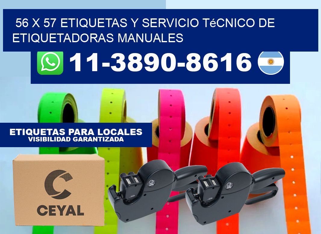 56 x 57 etiquetas y servicio técnico de etiquetadoras manuales
