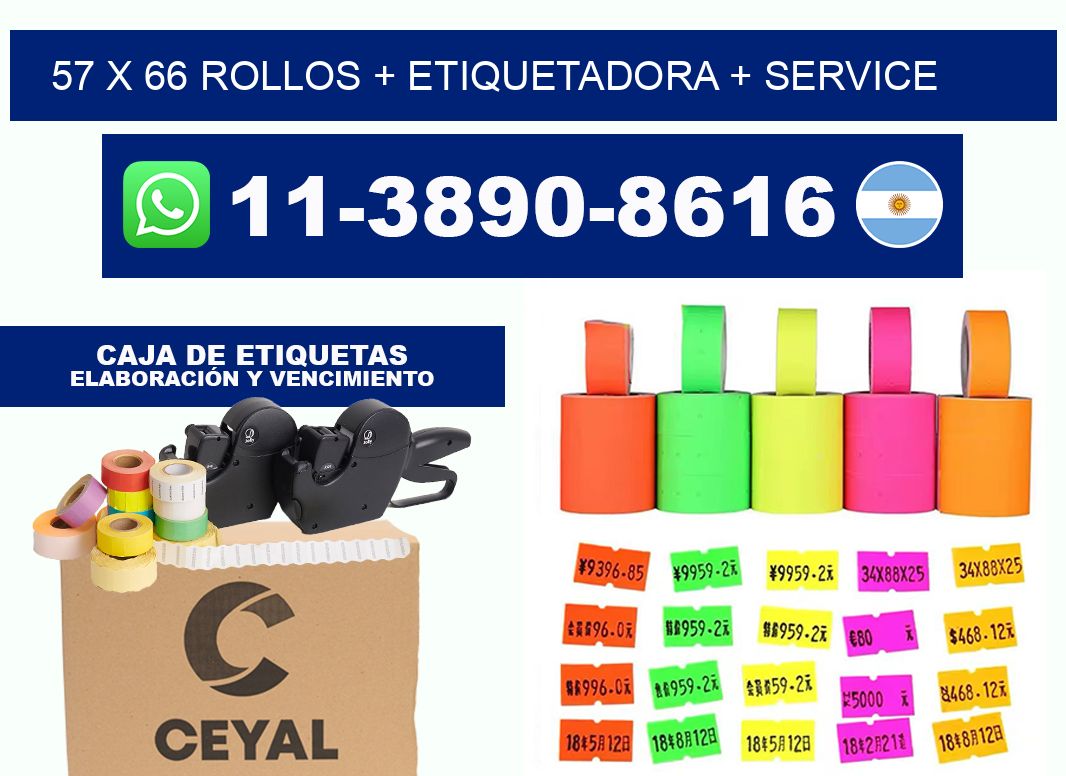 57 x 66 rollos + etiquetadora + service
