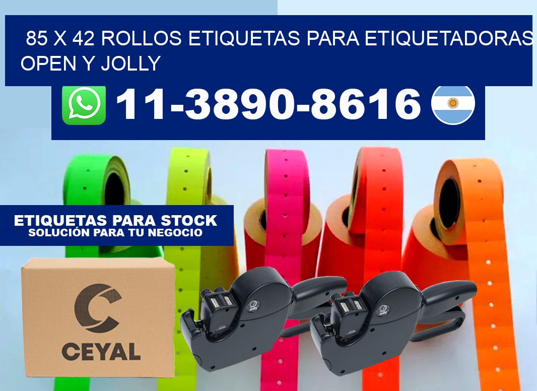 85 x 42 Rollos etiquetas para etiquetadoras open y jolly
