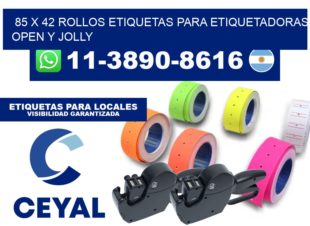 85 x 42 Rollos etiquetas para etiquetadoras open y jolly