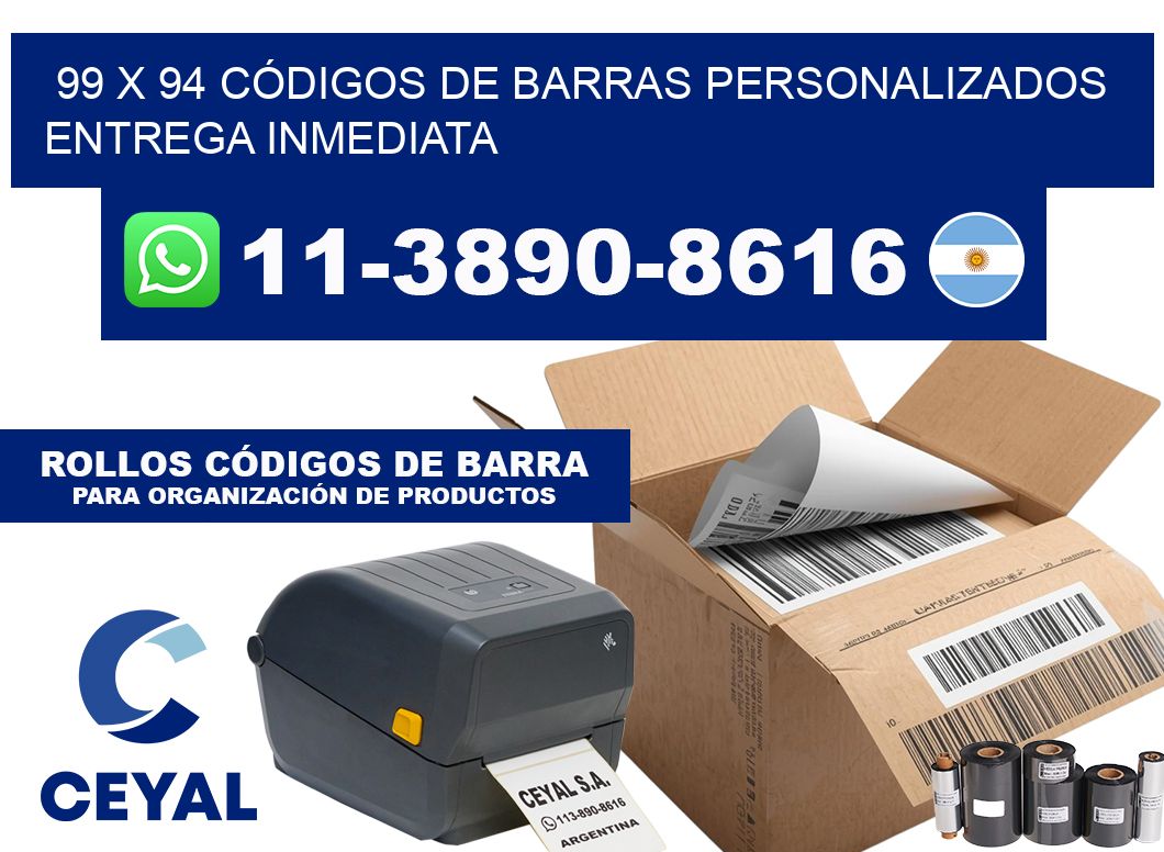 99 x 94 CÓDIGOS DE BARRAS PERSONALIZADOS ENTREGA INMEDIATA