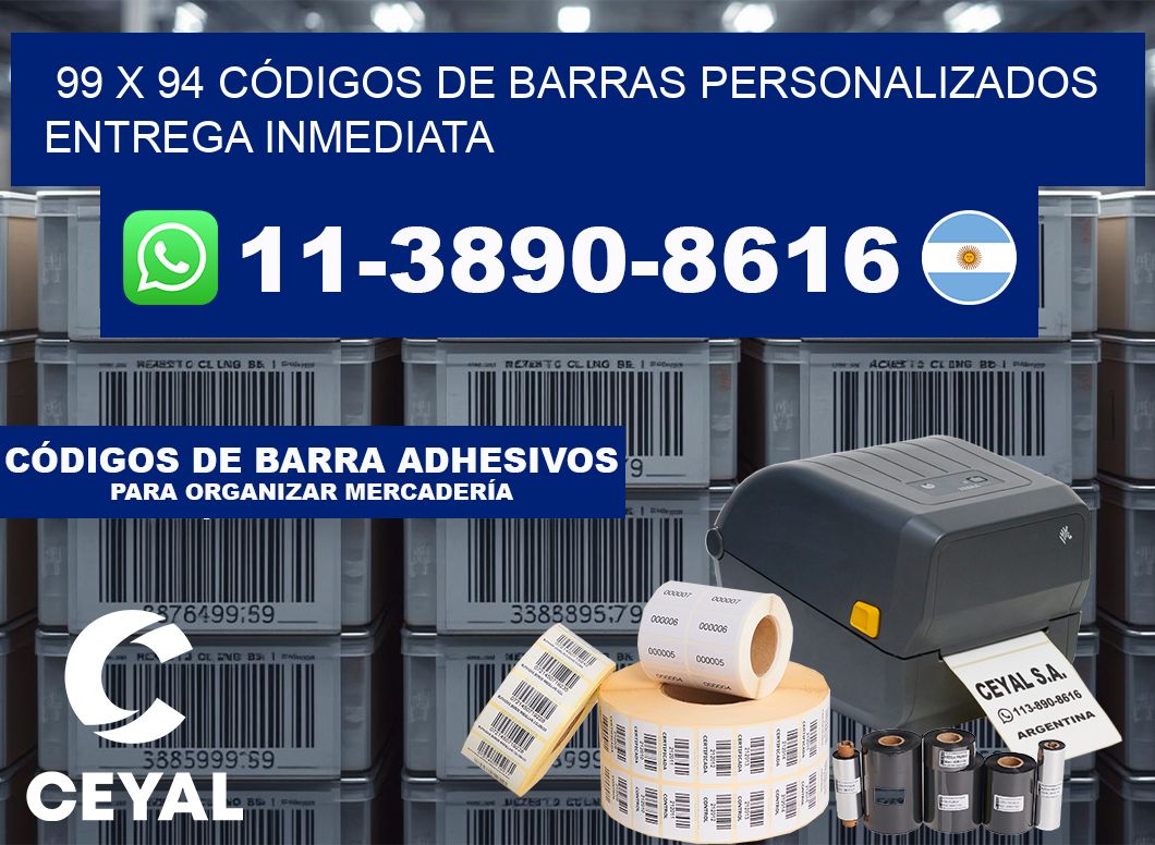 99 x 94 CÓDIGOS DE BARRAS PERSONALIZADOS ENTREGA INMEDIATA