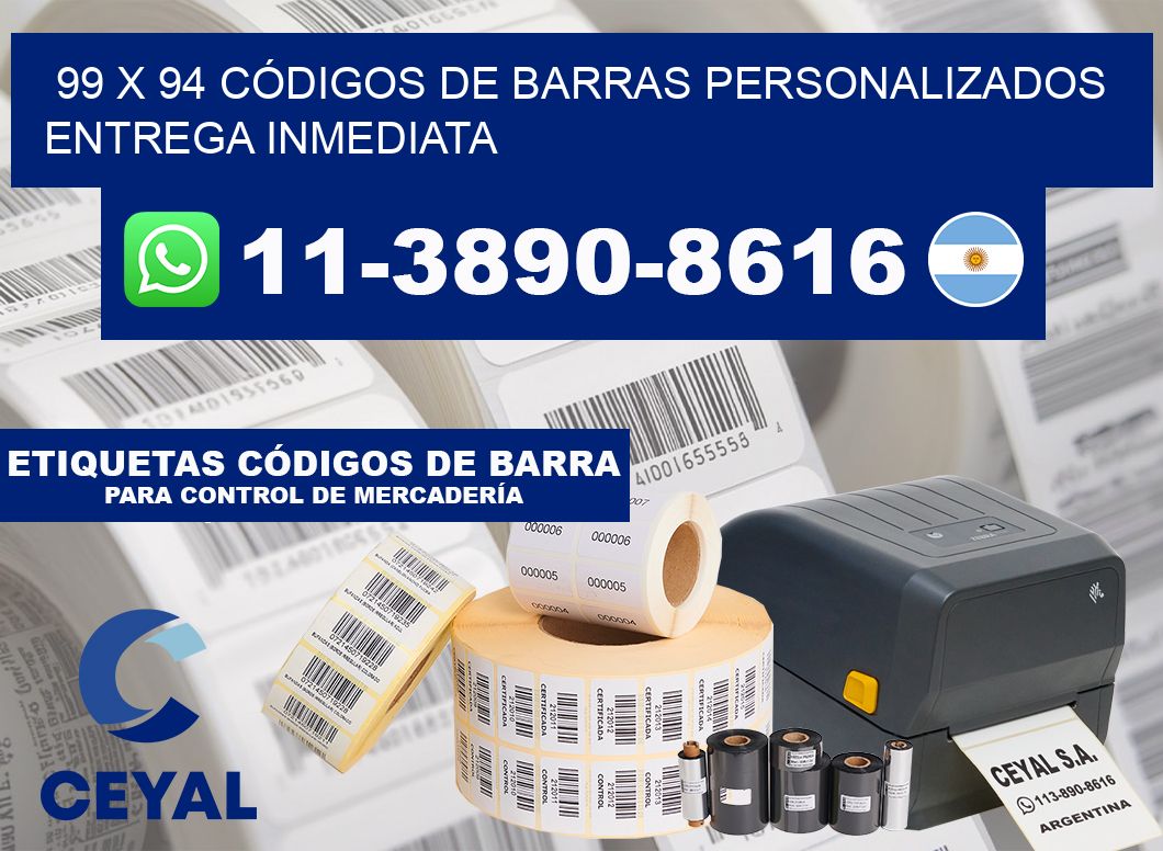 99 x 94 CÓDIGOS DE BARRAS PERSONALIZADOS ENTREGA INMEDIATA