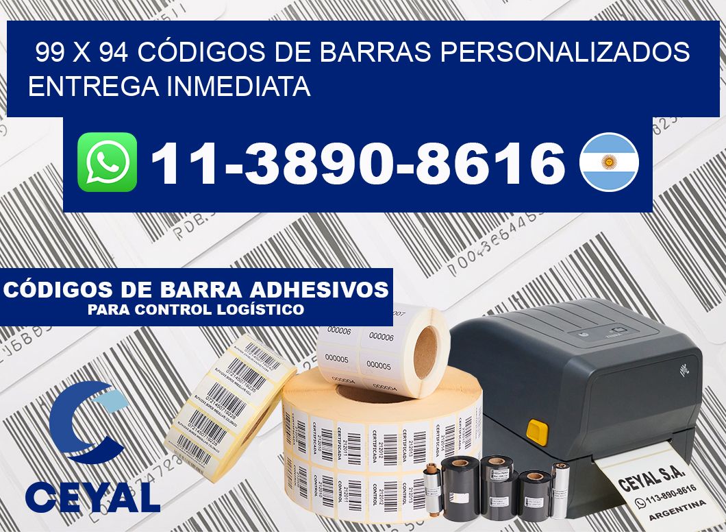 99 x 94 CÓDIGOS DE BARRAS PERSONALIZADOS ENTREGA INMEDIATA