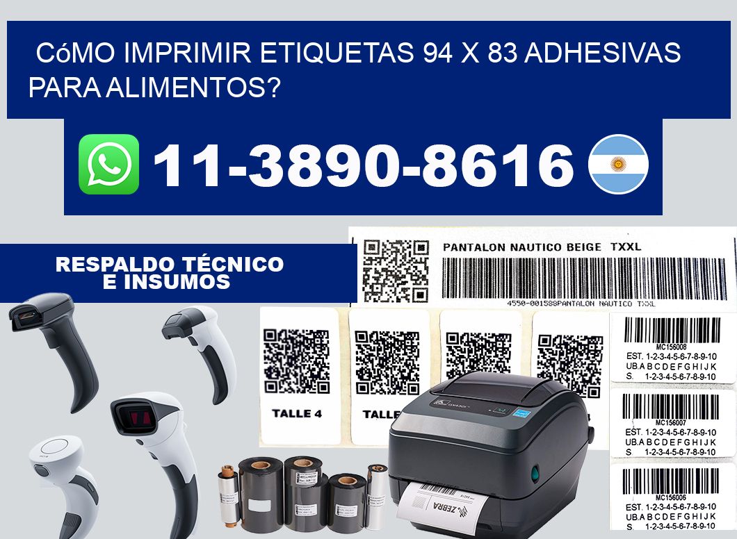 Cómo imprimir etiquetas 94 x 83 adhesivas para alimentos?