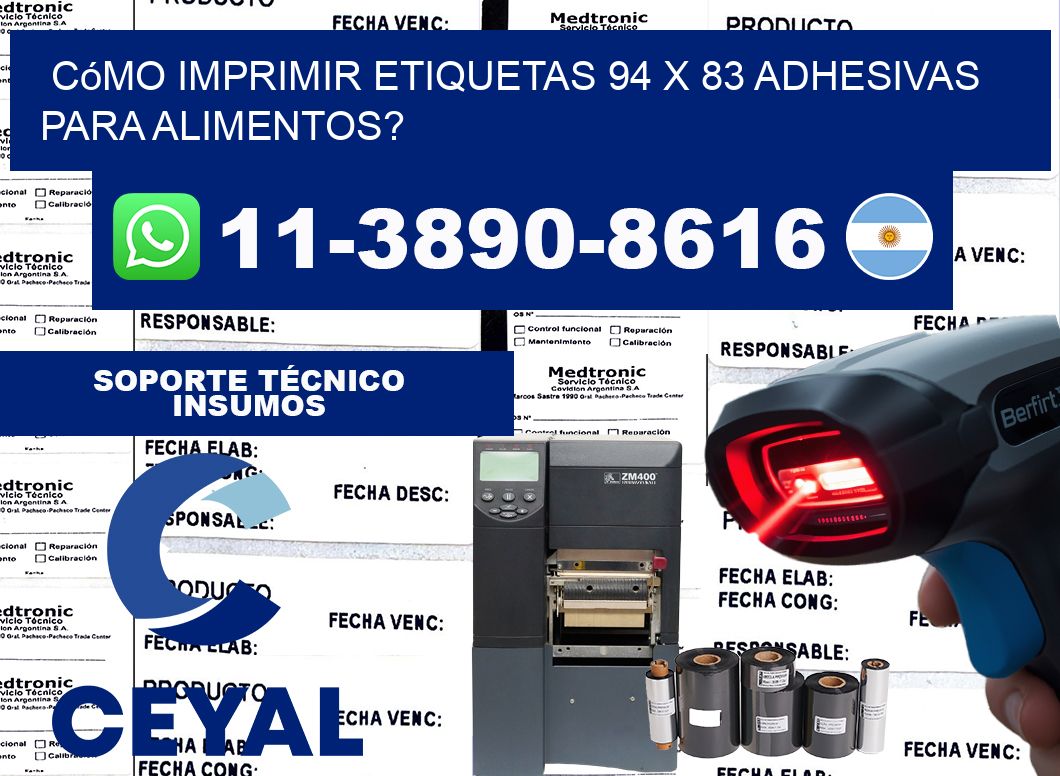 Cómo imprimir etiquetas 94 x 83 adhesivas para alimentos?