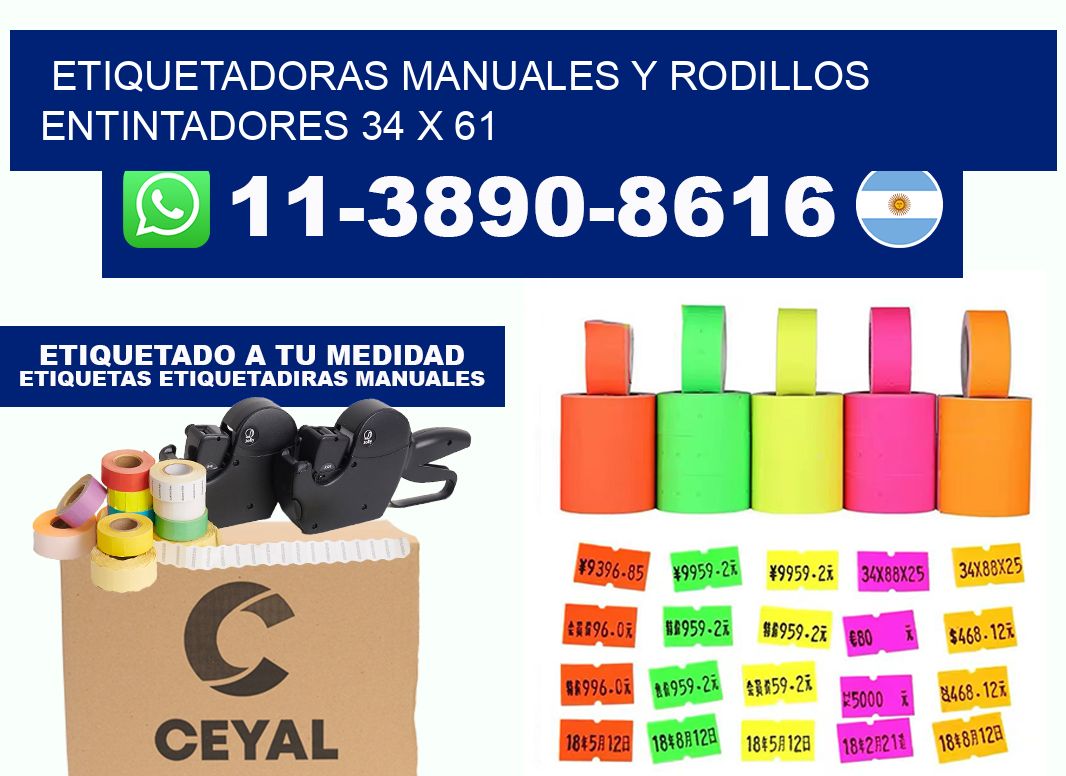 Etiquetadoras manuales y rodillos entintadores 34 x 61