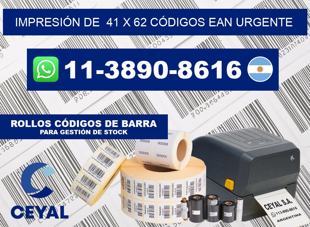 IMPRESIÓN DE  41 x 62 CÓDIGOS EAN URGENTE