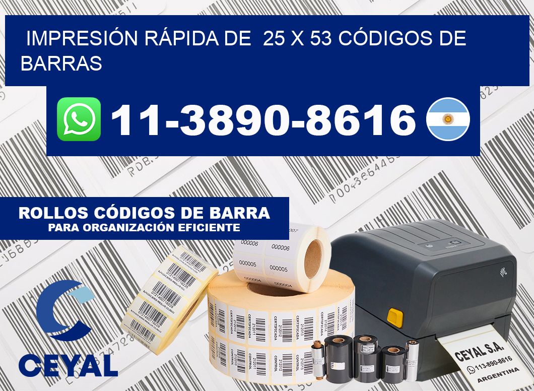 IMPRESIÓN RÁPIDA DE  25 x 53 CÓDIGOS DE BARRAS