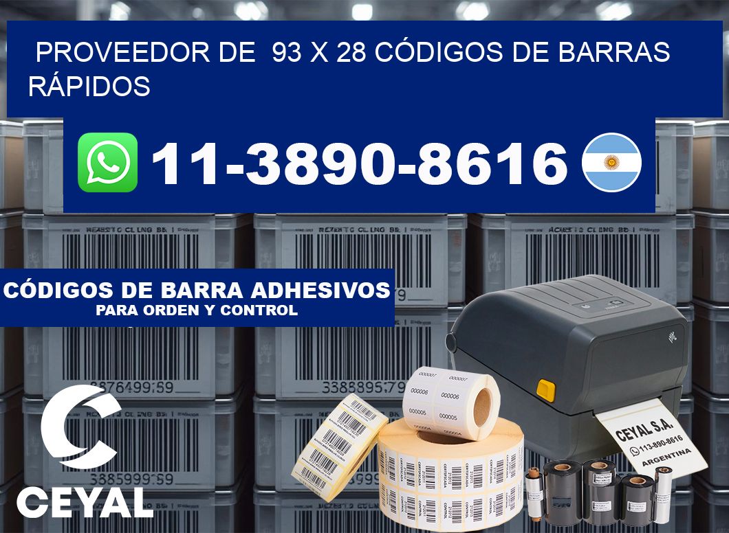 PROVEEDOR DE  93 x 28 CÓDIGOS DE BARRAS RÁPIDOS