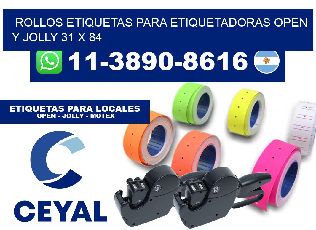 Rollos etiquetas para etiquetadoras open y jolly 31 x 84