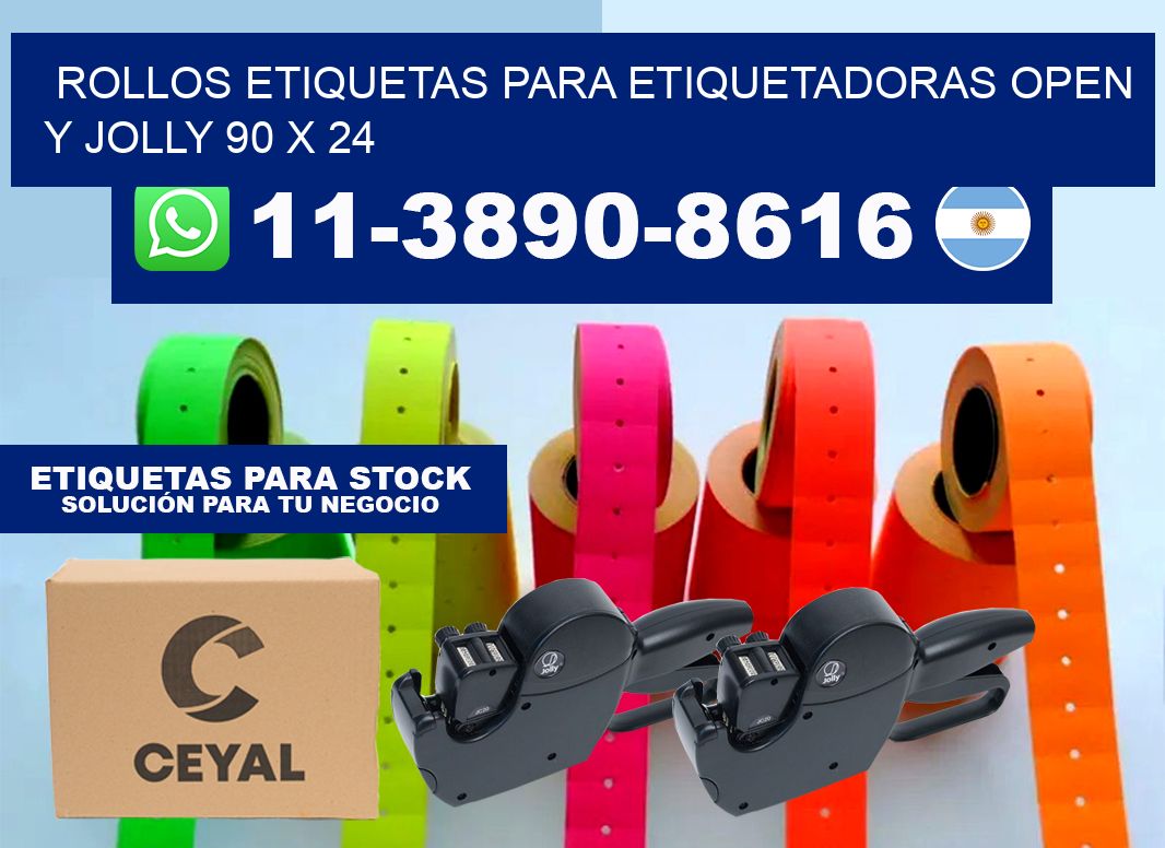 Rollos etiquetas para etiquetadoras open y jolly 90 x 24