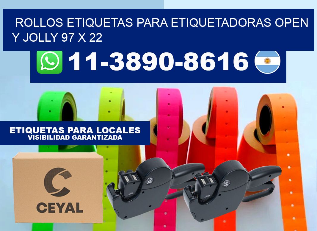 Rollos etiquetas para etiquetadoras open y jolly 97 x 22