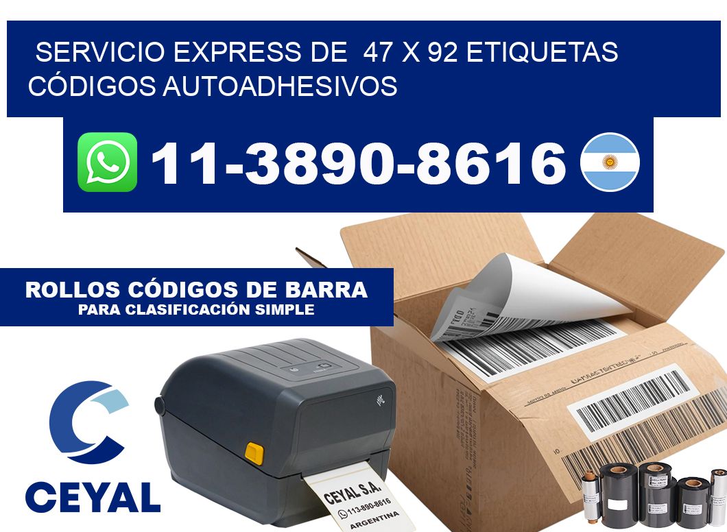 SERVICIO EXPRESS DE 47 x 92 ETIQUETAS CÓDIGOS AUTOADHESIVOS