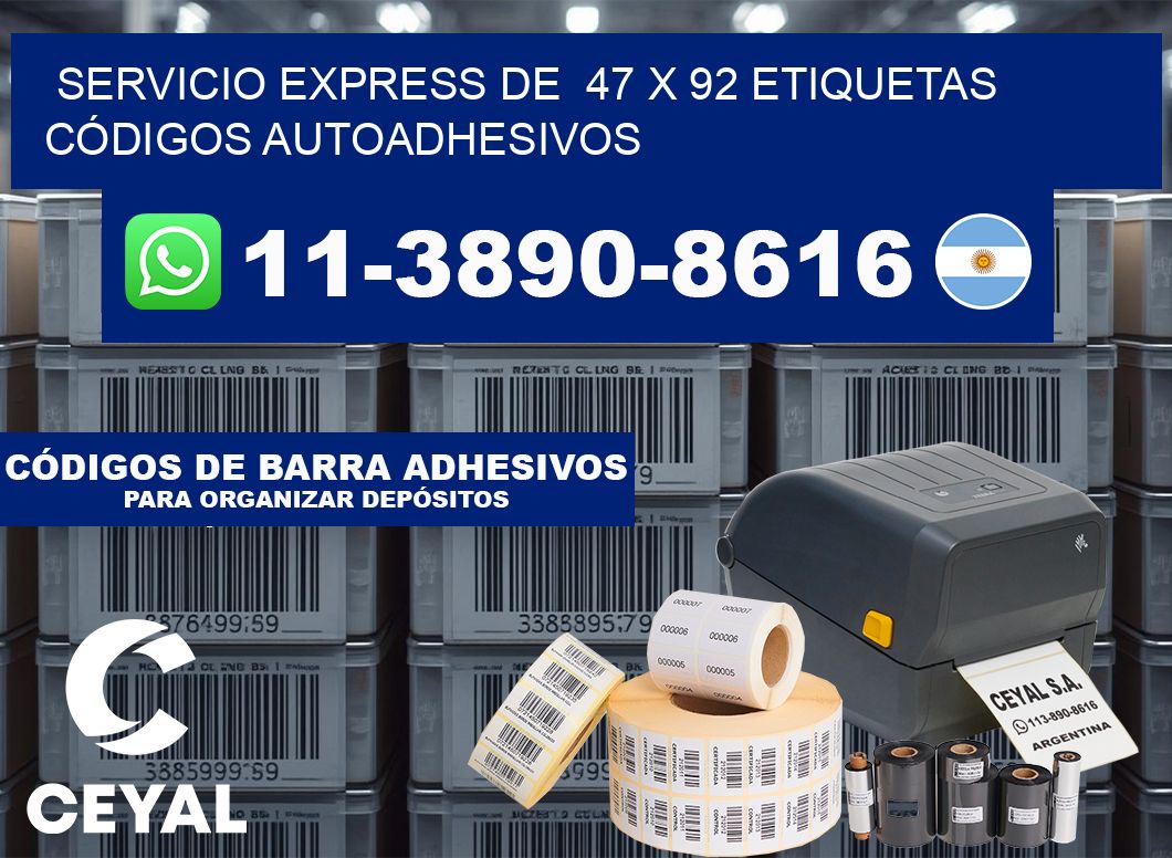SERVICIO EXPRESS DE 47 x 92 ETIQUETAS CÓDIGOS AUTOADHESIVOS