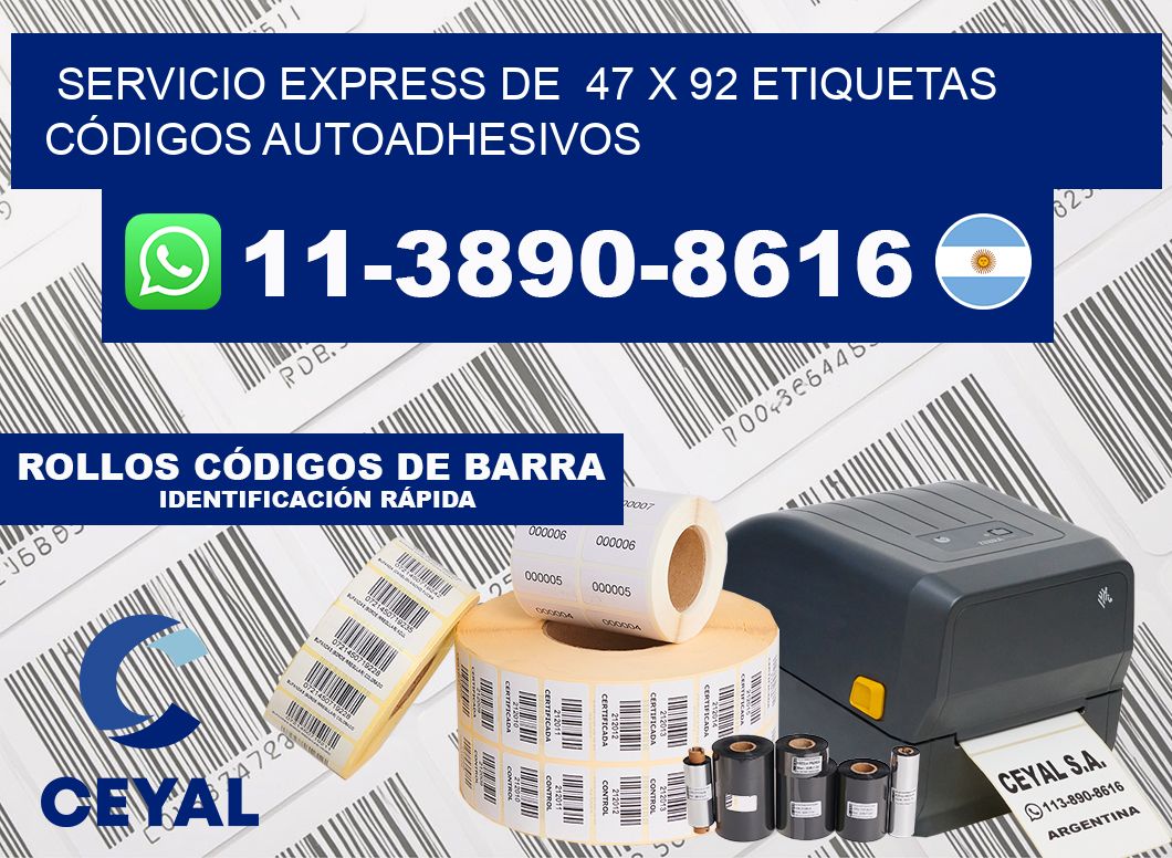 SERVICIO EXPRESS DE  47 x 92 ETIQUETAS CÓDIGOS AUTOADHESIVOS