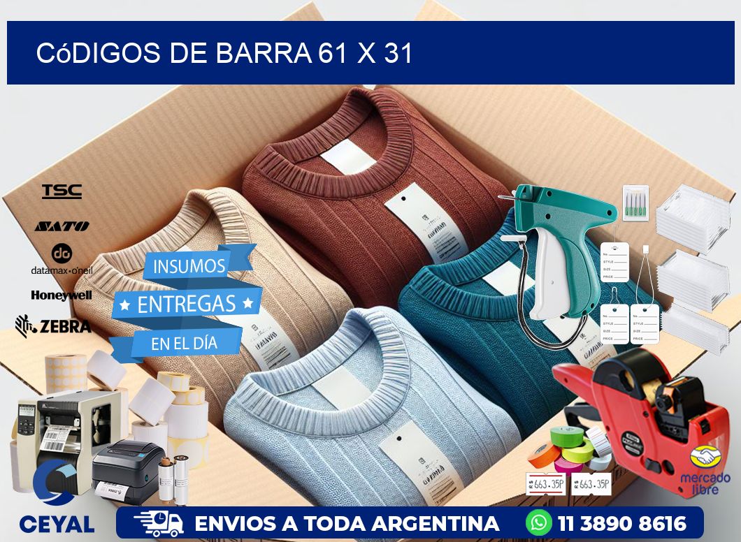 códigos de barra 61 x 31