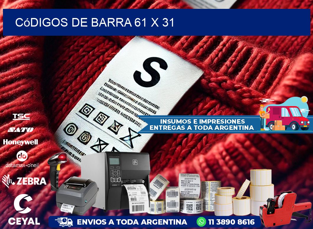 códigos de barra 61 x 31