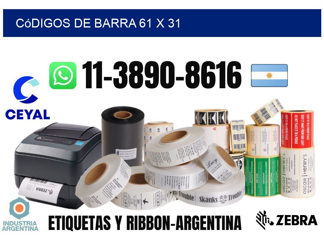 códigos de barra 61 x 31