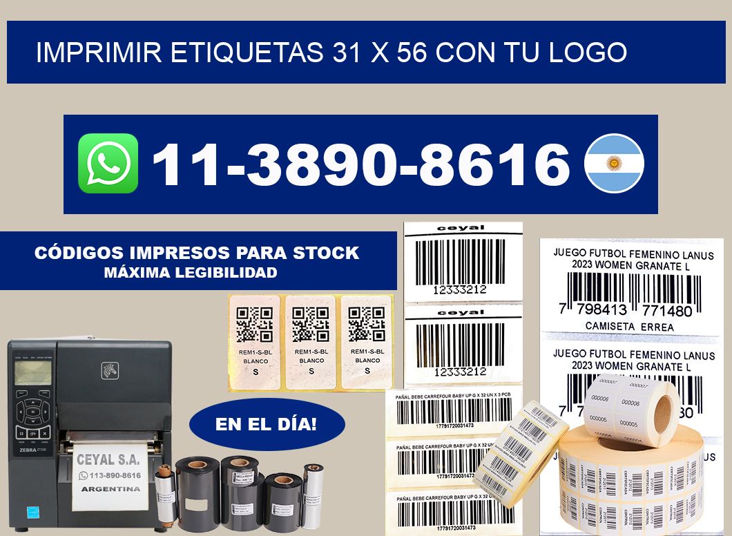 imprimir etiquetas 31 x 56 con tu logo