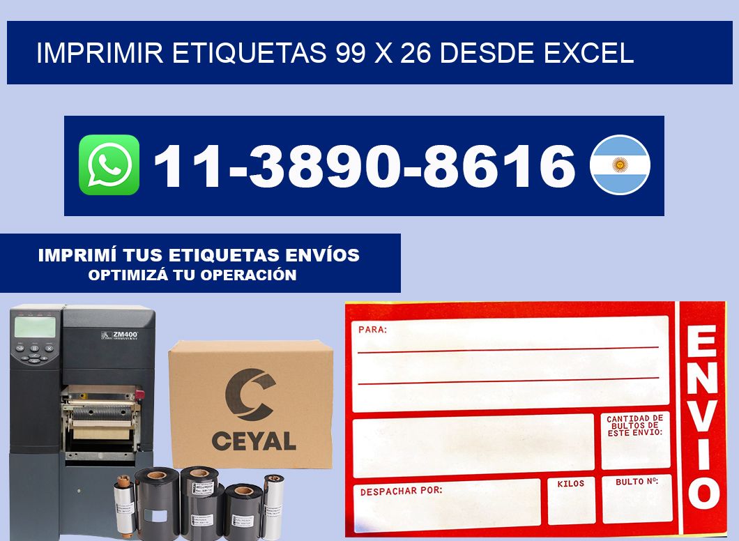 imprimir etiquetas 99 x 26 desde excel