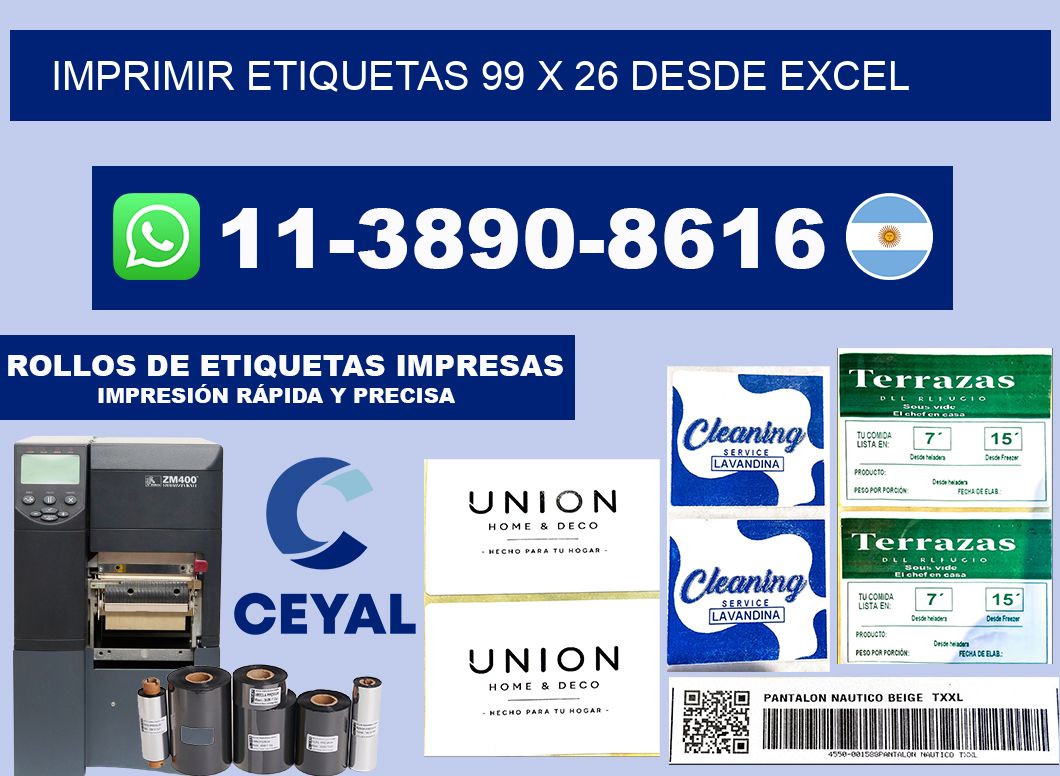 imprimir etiquetas 99 x 26 desde excel