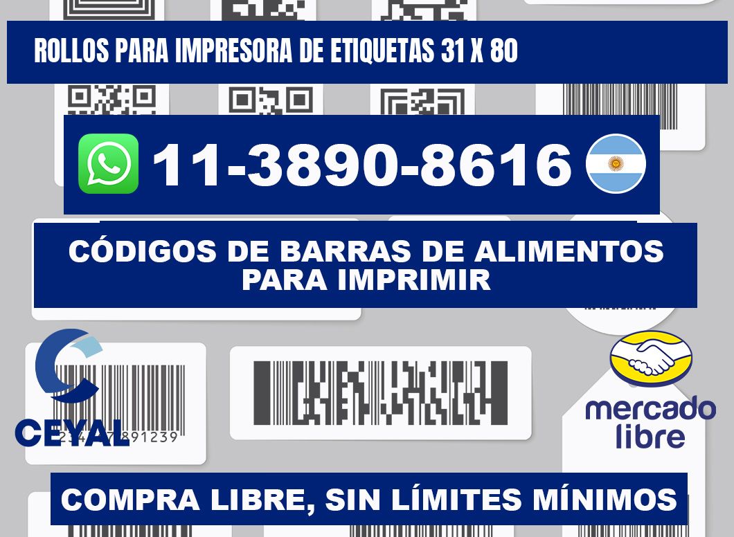 rollos para impresora de etiquetas 31 x 80