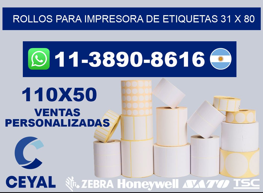 rollos para impresora de etiquetas 31 x 80