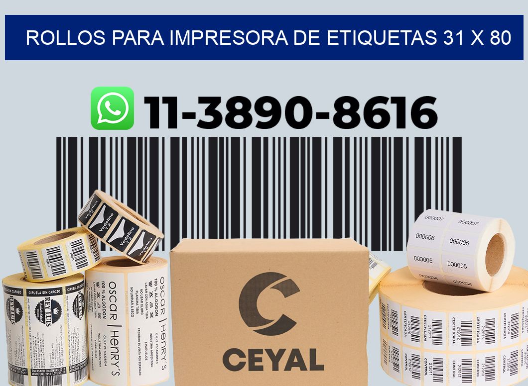 rollos para impresora de etiquetas 31 x 80