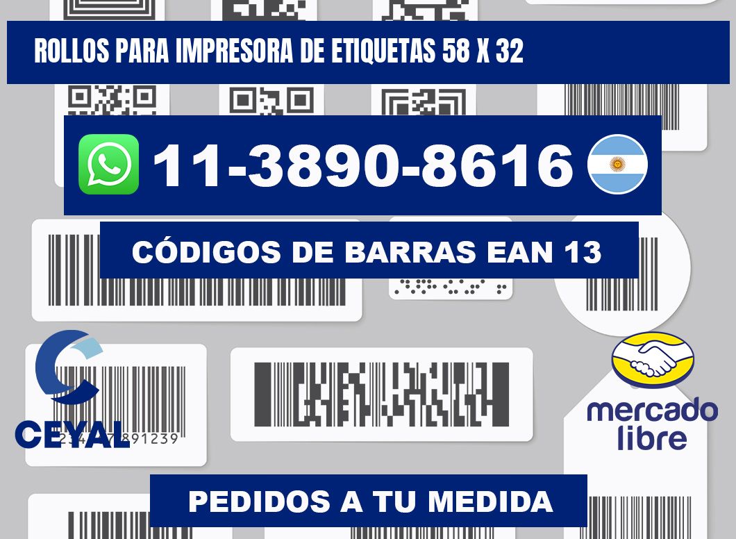 rollos para impresora de etiquetas 58 x 32