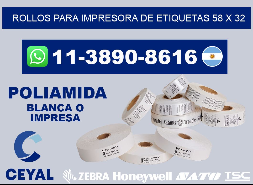 rollos para impresora de etiquetas 58 x 32