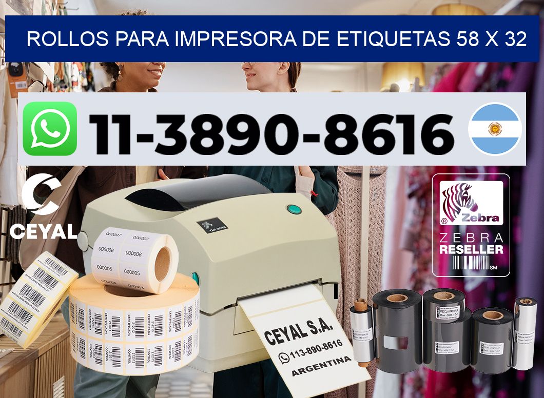 rollos para impresora de etiquetas 58 x 32