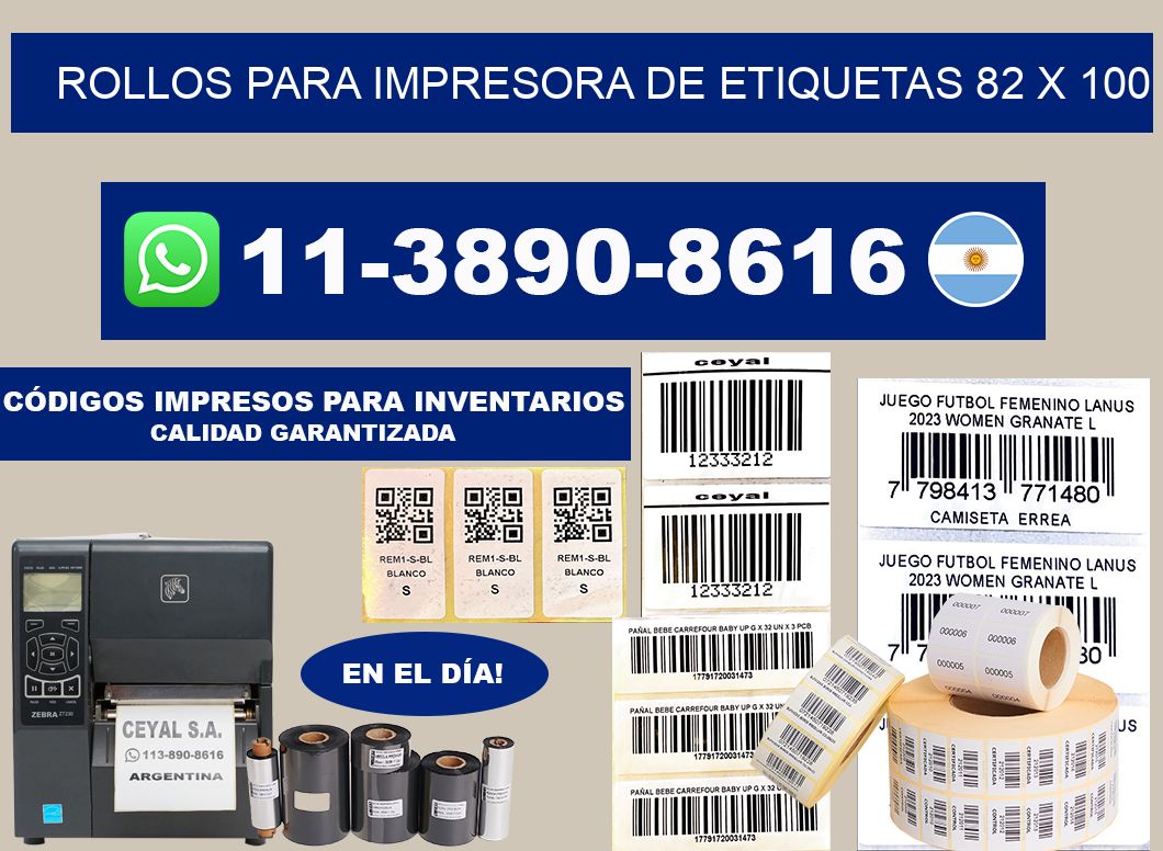 rollos para impresora de etiquetas 82 x 100