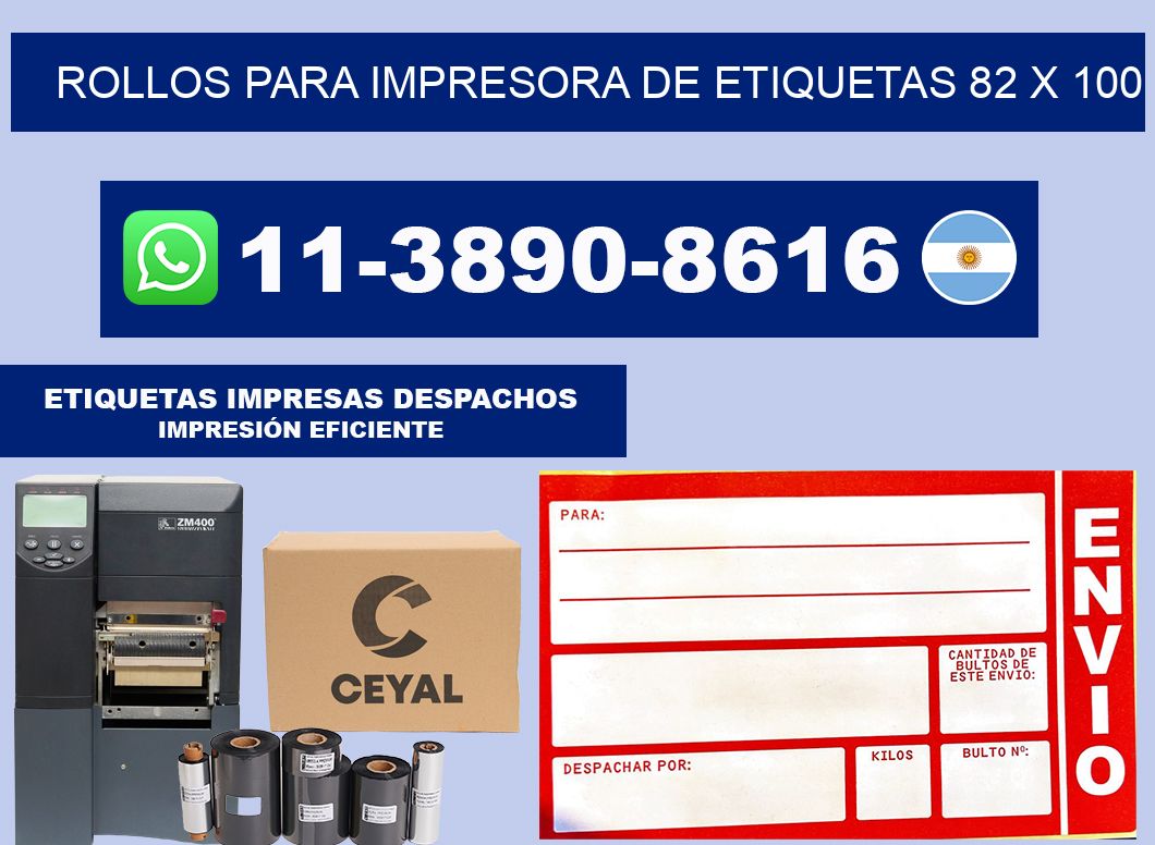 rollos para impresora de etiquetas 82 x 100