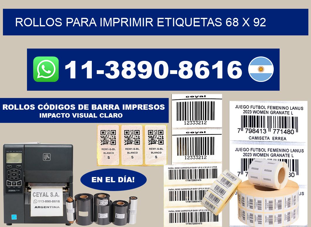 rollos para imprimir etiquetas 68 x 92